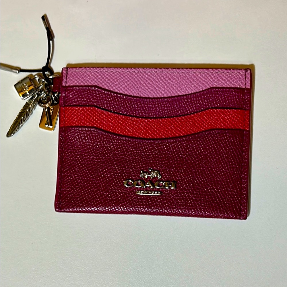Coach Women's Pink and Red Card Holder